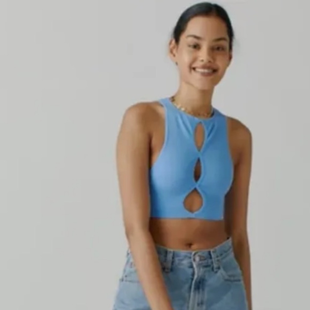 NWT* UO out from under violetta seamless cutout bra top blue
